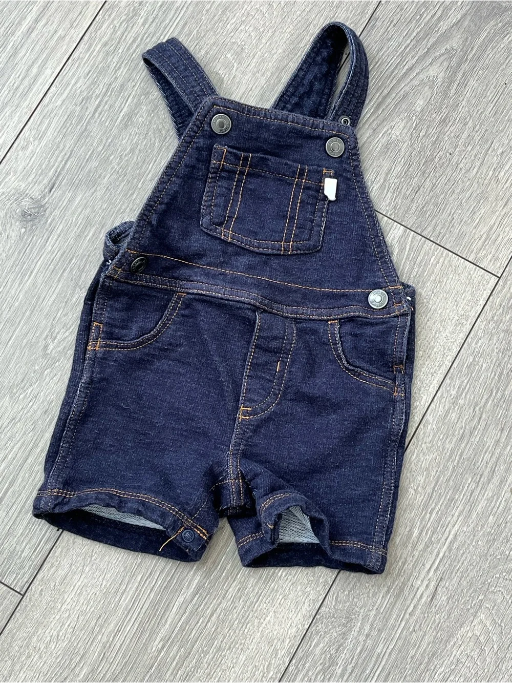 Carter's Navy Denim Short Overalls for Kids